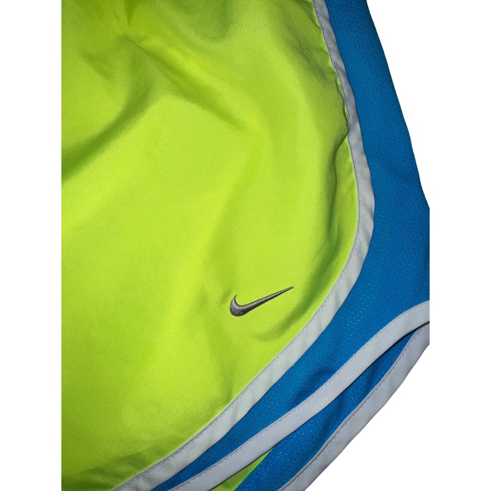 Nike Womens Tempo Running Shorts Volt Neon Green Blue 716453-708 Size Large
